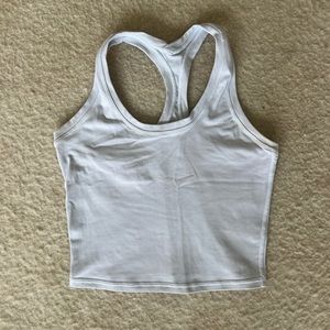 Cropped white racer back workout tank